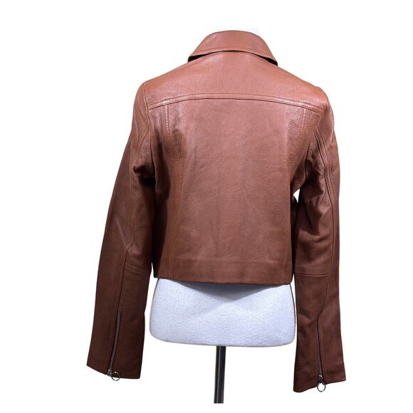 Madewell Shrunken Zip Front lamb leather Jacket, NWT, polished, street style - Picture 3 of 7